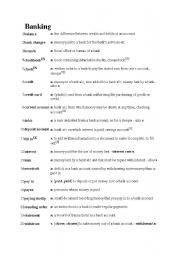 English Worksheet: Bank Vocab