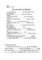 English Worksheet: past simple /progressive quiz