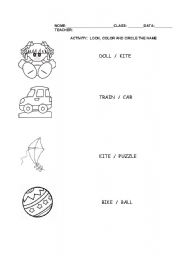 English Worksheet: TOYS ACTIVITY