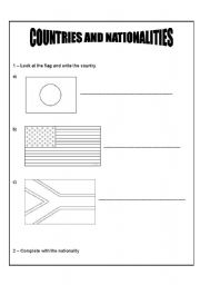 English worksheet: countries and nationalities