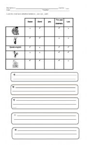 English worksheet: CAN - CANT