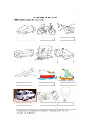 English worksheet: Means of transport