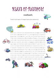 English Worksheet: Means of Transport