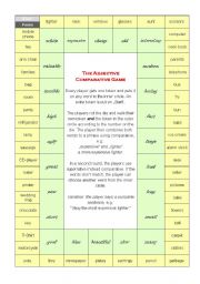 English Worksheet: The Adjective-Comparative Game