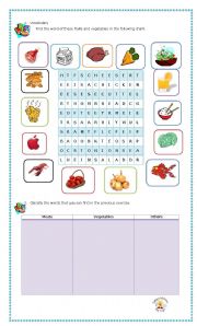 English worksheet: Food 3rd part
