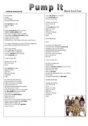 English Worksheet: PUMP IT by Black Eyed Peas