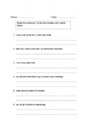 English Worksheet: capital letters