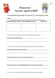 English worksheet: Tourism