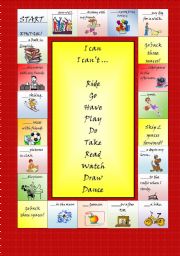 English Worksheet: Can for abilities and permission - board game