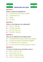 English Worksheet: Andalusia Day Quiz