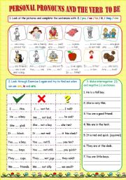 English Worksheet: Personal Pronouns and To Be
