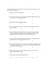 English Worksheet: Music Survey