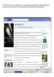 English Worksheet: Mark zuckerberg facebook