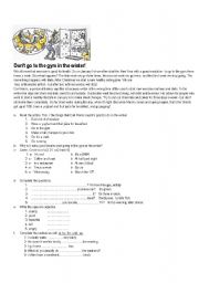 English Worksheet: Dont go to the gym in the winter!