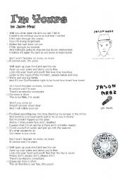 English Worksheet: Jason Mraz - Im Yours - 2 pages