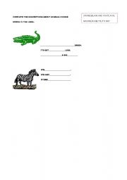 English worksheet: WRITING ABOUT ANIMALS