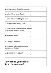 English worksheet: needs analysis