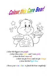 English Worksheet: Colour the Care Bear!