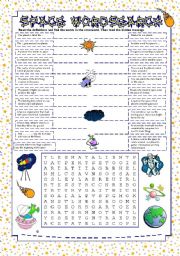 English Worksheet: Space Wordsearch