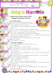 Going To Harrods  -  Reading Comprehension Test