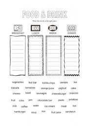 English Worksheet: Food & drink