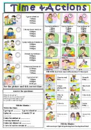 English Worksheet: Time & Actions
