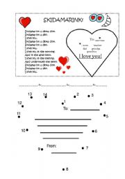 English Worksheet: Skidamarink! Valentines Day!  Connect the Dots !