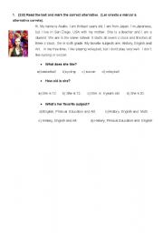 English Worksheet: Asako`s Text