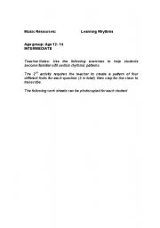 English Worksheet: RHYTHM AND FRUITS