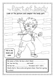 English Worksheet: Part of body