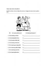 English Worksheet: What are they wearing?