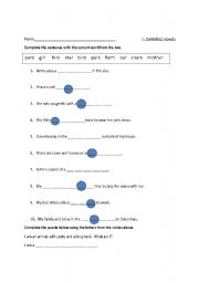 English worksheet: controlled r worksheet