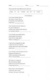 English Worksheet: Poem-the new house