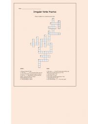 English Worksheet: Irregular Verbs_Crossword