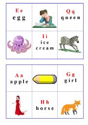 English Worksheet: Bingo Alphabet cards