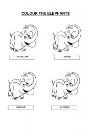 English Worksheet: Colour the elephants