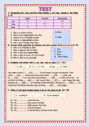 English Worksheet: Comparative Multiple Choice test with Reading Comprehensions 