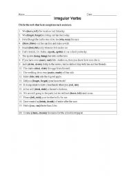 English Worksheet: Irregular verbs 