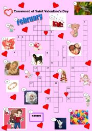 English Worksheet: Crossword of Saint Valentines Day