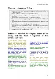 English Worksheet: Academic Writing