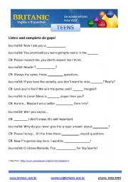 English Worksheet:  Cristiano Ronaldo Interviewing himself