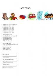 English worksheet: toys