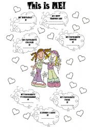 English Worksheet: PORTFOLIO: THIS IS ME! (Personal information)