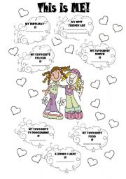 English Worksheet: PORTFOLIO: THIS IS ME! (Personal information)