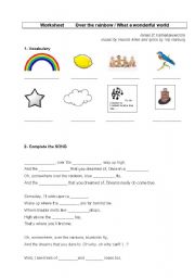 English Worksheet: Somewhere over the rainbow