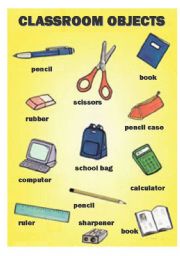 English Worksheet: CLASSROOOM OBJECTS