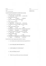 English Worksheet: Annie Frank Pop Quiz