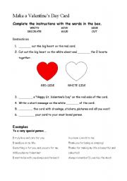 English Worksheet: Make a Valentines Day Card (instructions)