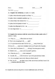 English worksheet: test for intermediate students
