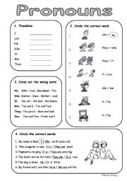 English Worksheet: very basic personal (subject) pronouns